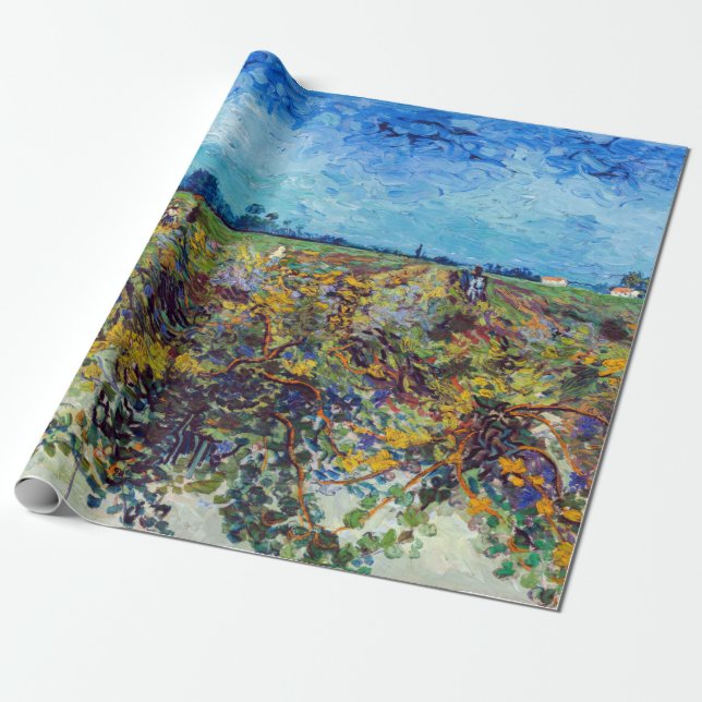 Papel De Presente Vincent van Gogh - Vinha Verde (Desenrolado)