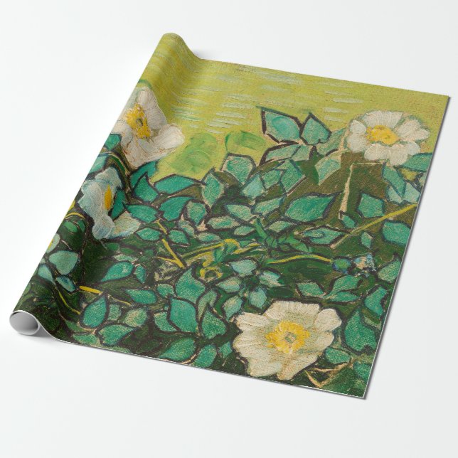 Papel De Presente Vincent Van Gogh Wild Rosas Fine Art (Desenrolado)