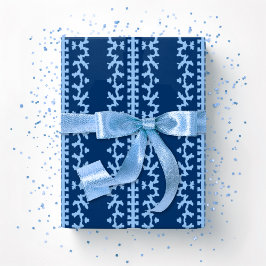 Papel De Presente Vinha de Cutwork em Índigo Azul