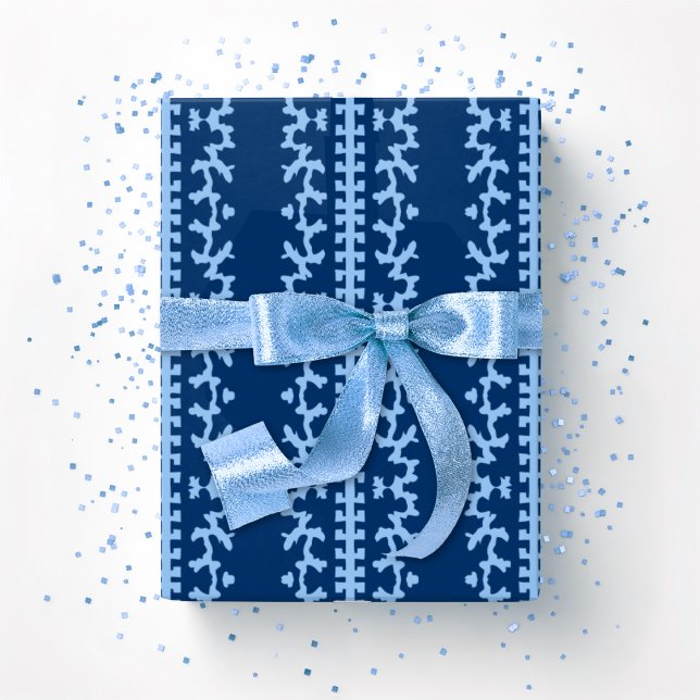 Papel De Presente Vinha de Cutwork em Índigo Azul (Criador carregado)