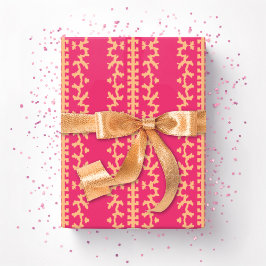 Papel De Presente Vinha de Cutwork em Rosa e Laranja