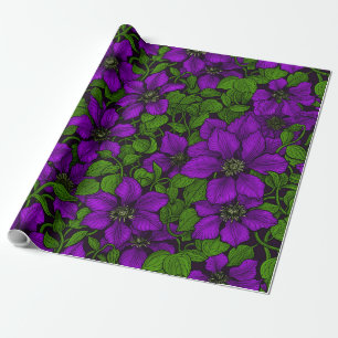 Papel De Presente Vinha-púrpura Clematis