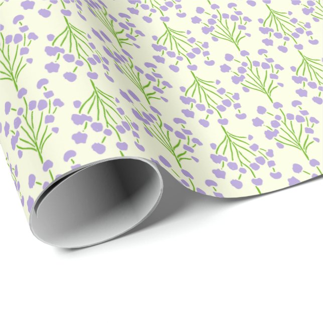 Papel De Presente Vinhas Botânicas Macias | Lavanda Macia Elegante (Ponta do rolo)