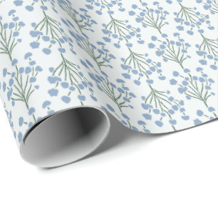 Papel De Presente Vinhas Botânicas Macias Sinistra Elegante Azul