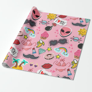 Papel De Presente Vinheta adorável e colorido