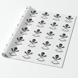 Papel De Presente Vinhetas de crânio e Lacrosse