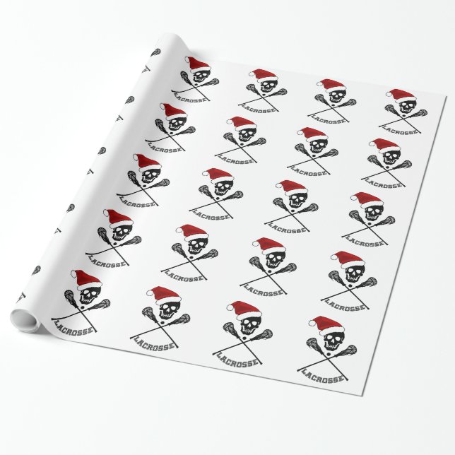 Papel De Presente Vinhetas de Lacrosse Natal (Desenrolado)