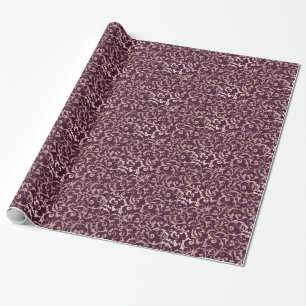 Papel De Presente Vinho de framboesa dourado rosado, casamento moder