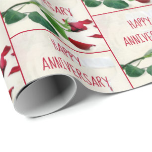 Papel De Presente Vinho e Rosa vermelha do aniversário