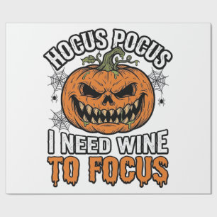 Papel De Presente Vinho Hocus Pocus Abóbora Camisa de Halloween Desi