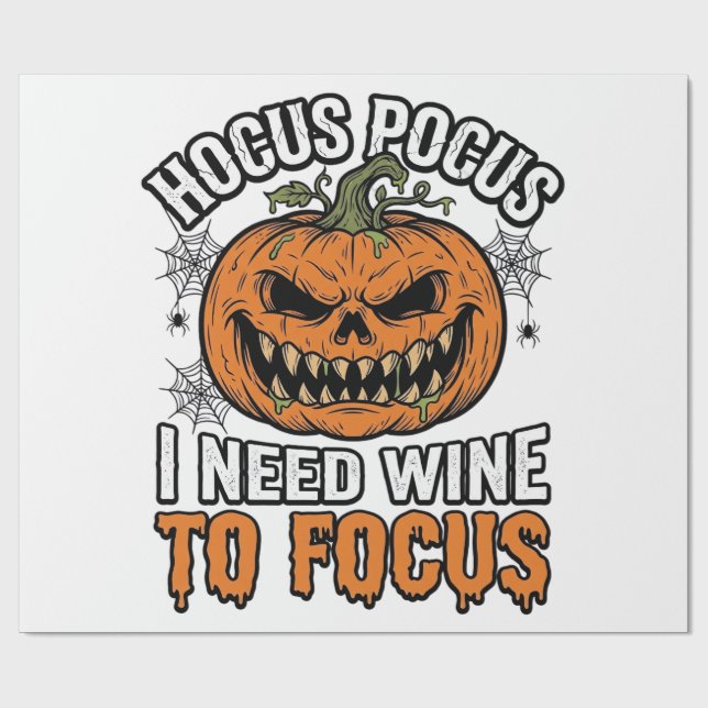 Papel De Presente Vinho Hocus Pocus Abóbora Camisa de Halloween Desi (Aberto)
