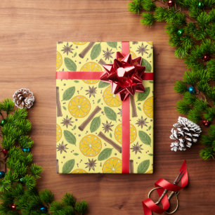 Papel De Presente Vinho malhado de Natal amarelo picante
