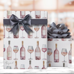 Papel De Presente Vinho Rosé Elegante Cor de Blush Rosa