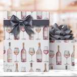 Papel De Presente Vinho Rosé Elegante Rosa Bege<br><div class="desc">Este papel de embrulho temático de vinho é perfeito para adicionar um toque de charme a qualquer presente para os amantes de vinho. Com linhas de garrafas de vinho e copos, o design é ao mesmo tempo lúdico e elegante. Para um toque pessoal sutil, você pode adicionar um nome ou...</div>