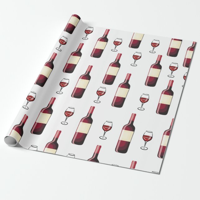 Papel De Presente Vinho tinto e Vidro (Desenrolado)