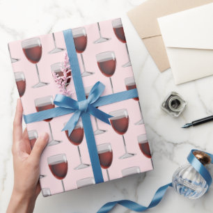 Papel De Presente Vinho Vermelho A Rosa Esbranquiçada