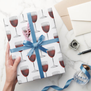 Papel De Presente Vinho Vermelho Em Branco