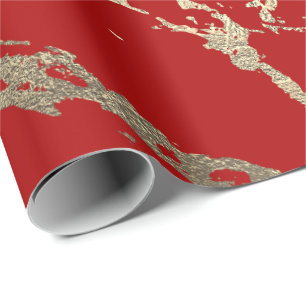 Papel De Presente Vinho Vermelho Espinho Dourado Marble Glam