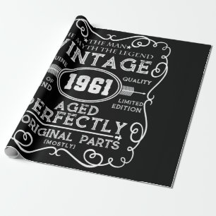 Papel De Presente Vintage 1961 Man Myth Legend 60th Birthday