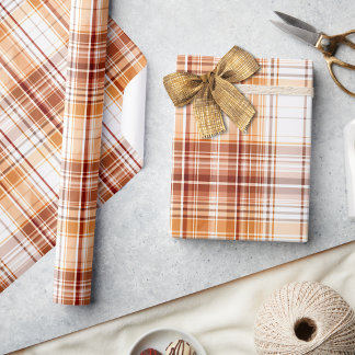 Papel De Presente Vintage, 70 anos, fazenda de Xadrez castanha, Nata