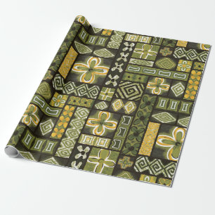 Papel De Presente Vintage Aloha Gift Wrap   Pua Green