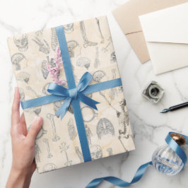 Papel De Presente Vintage Anatomia Humana Creme Marfil Marfil Marble