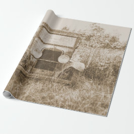 Papel De Presente Vintage Antiga Sepia Carro Textura Rústica Antica