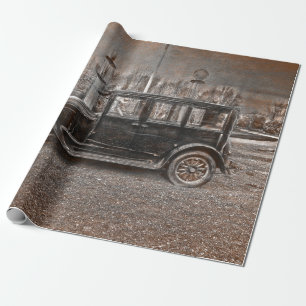 Papel De Presente Vintage Antique envelheceu Sepia Black Rustic