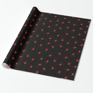 Papel De Presente Vintage, Aranha Vermelha Moderna do Halloween