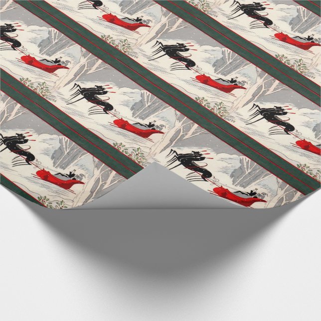 Papel De Presente Vintage Art Deco Sleigh Ride (Ponta)