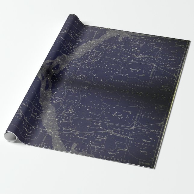 Papel De Presente Vintage Astronomical Wrappaper (Desenrolado)