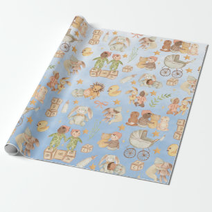 Papel De Presente Vintage Baby & Inclusive Ethnicity Friends