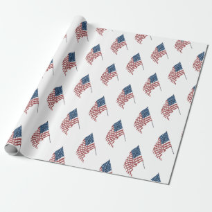 Papel De Presente Vintage Bandeira Patriótica Americana Acenando no