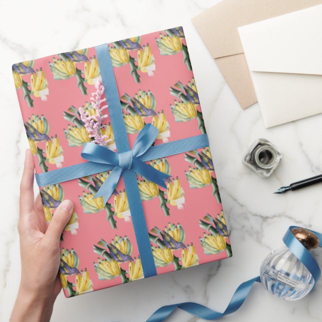 Papel De Presente Vintage bird with fruta (Presentear)