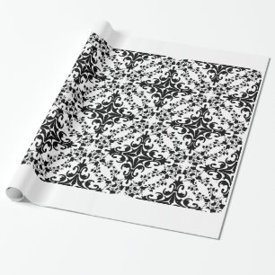 Papel De Presente Vintage Black White Damask #2