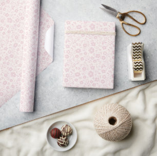 Papel De Presente Vintage Bloom Blush Rosa - Neutro