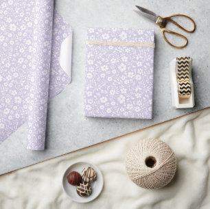 Papel De Presente Vintage Bloom Neutro - Lavanda Empoeirada