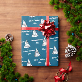 Papel De Presente Vintage Blue Tree Wrap | Feliz Nome de Natal