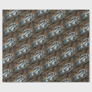 Papel De Presente Vintage Blue Truck Barn Russo