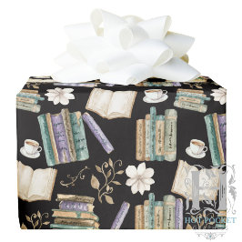 Papel De Presente Vintage Books Gift Wrapping Paper - Black