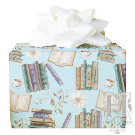 Papel De Presente Vintage Books Gift Wrapping Paper - Blue