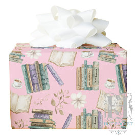 Papel De Presente Vintage Books Gift Wrapping Paper - Pink