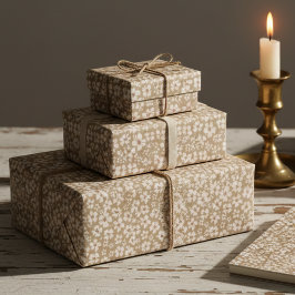 Papel De Presente Vintage Botanical Cream Floral Wrapping Paper