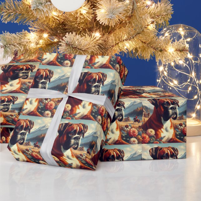 Papel De Presente Vintage Boxer Dog Painting (Feriados)