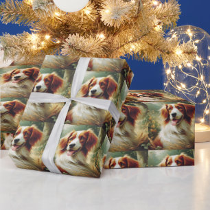 Papel De Presente Vintage Brittany Dog Painting