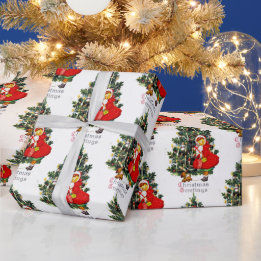 Papel De Presente Vintage Candlelit Árvore de Natal ou Artesanato de