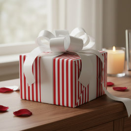 Papel De Presente Vintage Candy Cane Stripe Red And White