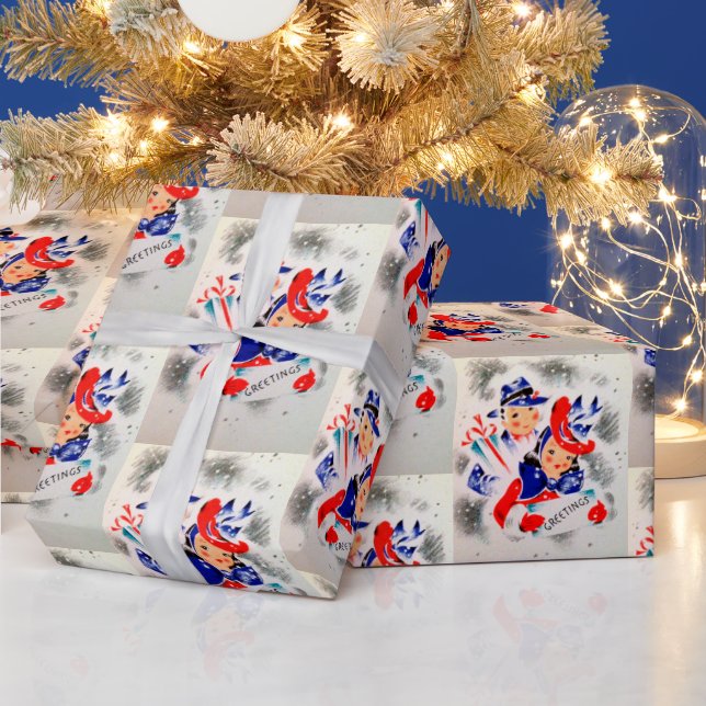 Papel De Presente Vintage casal de Natal (Feriados)