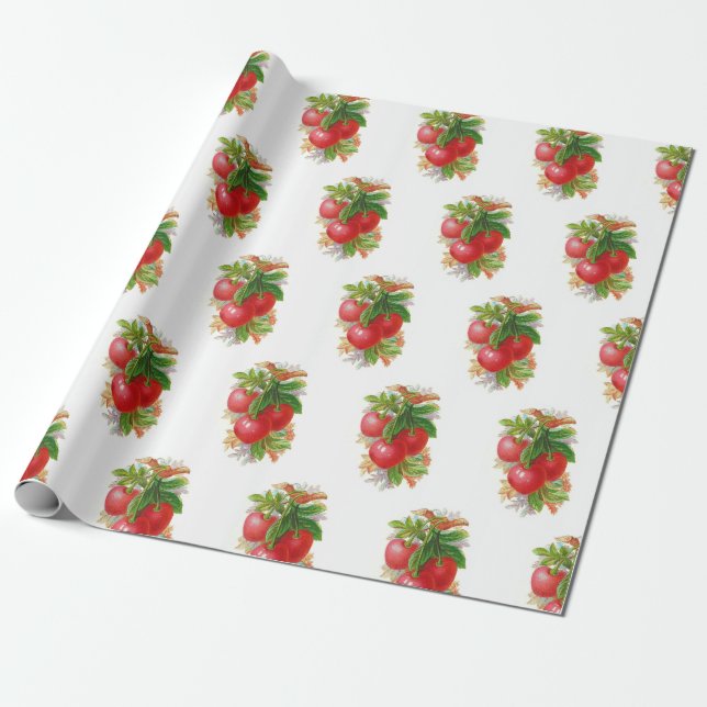 Papel De Presente Vintage Cherries (Desenrolado)