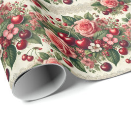 Papel De Presente Vintage Cherry 'Sweet One Festa de primeiro aniver
